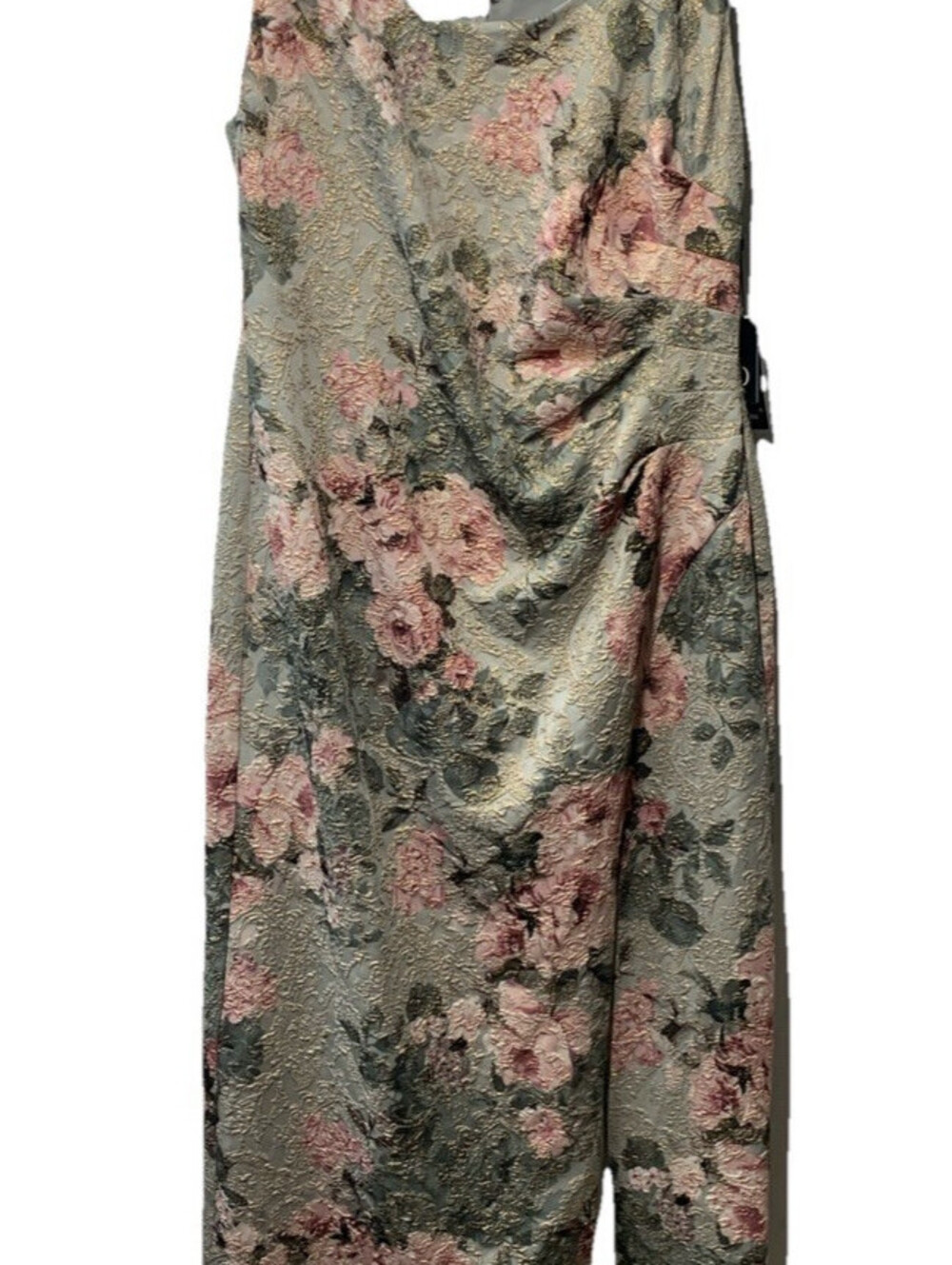 Adrianna Papell Women's Matelasse Long Dress Sleeveless 16 Slate/Blush Floral